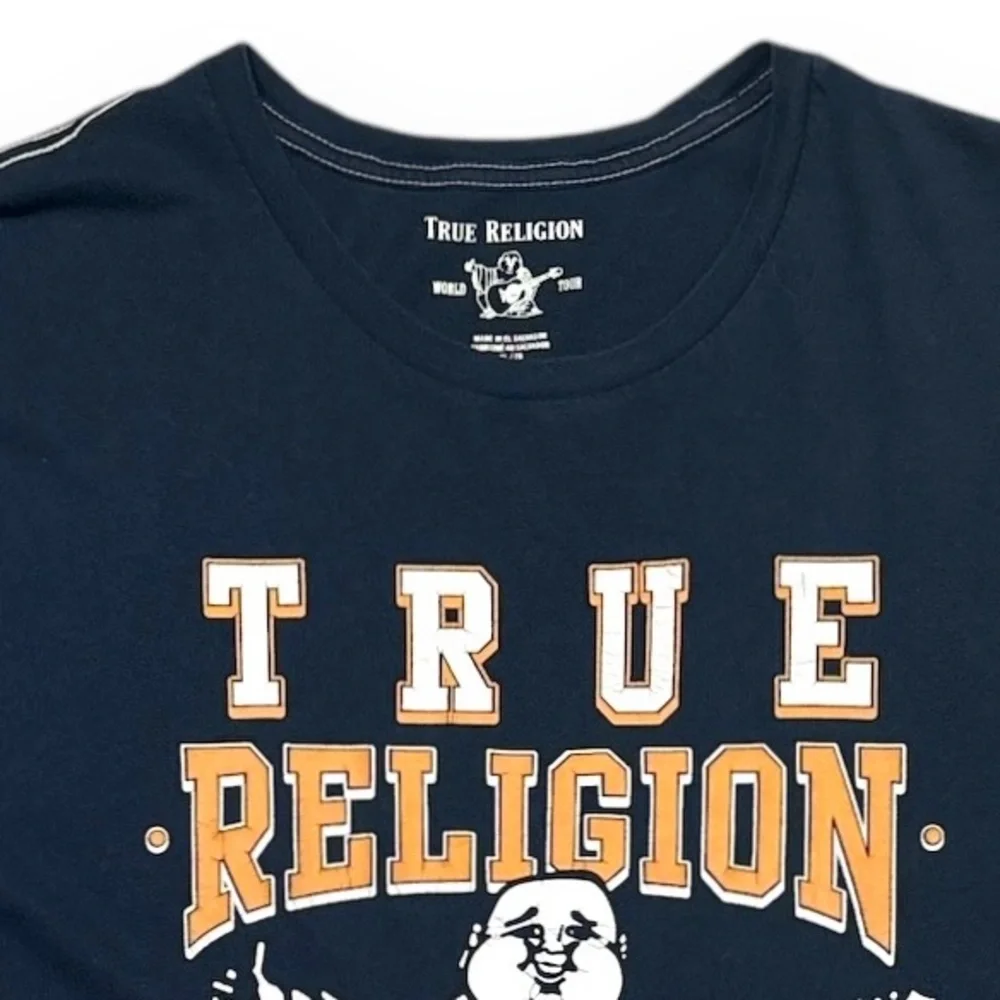 TRUE RELIGION Navy Buddah Logo Graphic Crew Neck Shirt